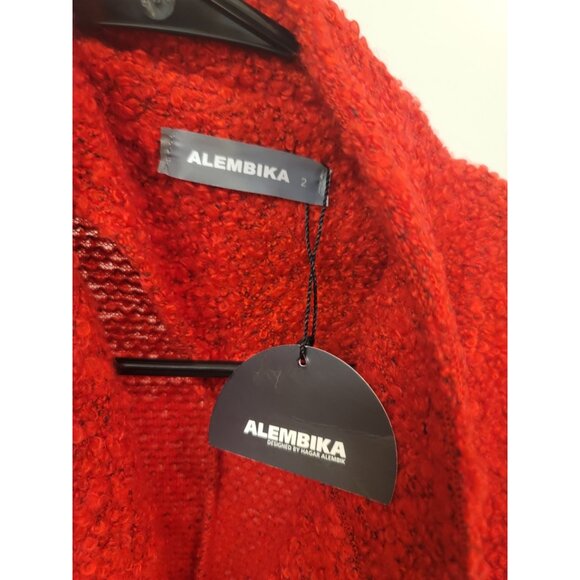 Alembika Boucle Knit Coat Oversized Pockets Size 2 (8-10) Lagenlook Knee Length - Picture 5 of 9